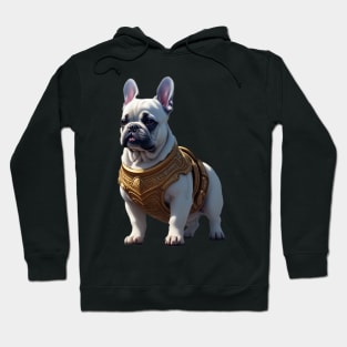 Badass Frenchie in Golden Armor Hoodie